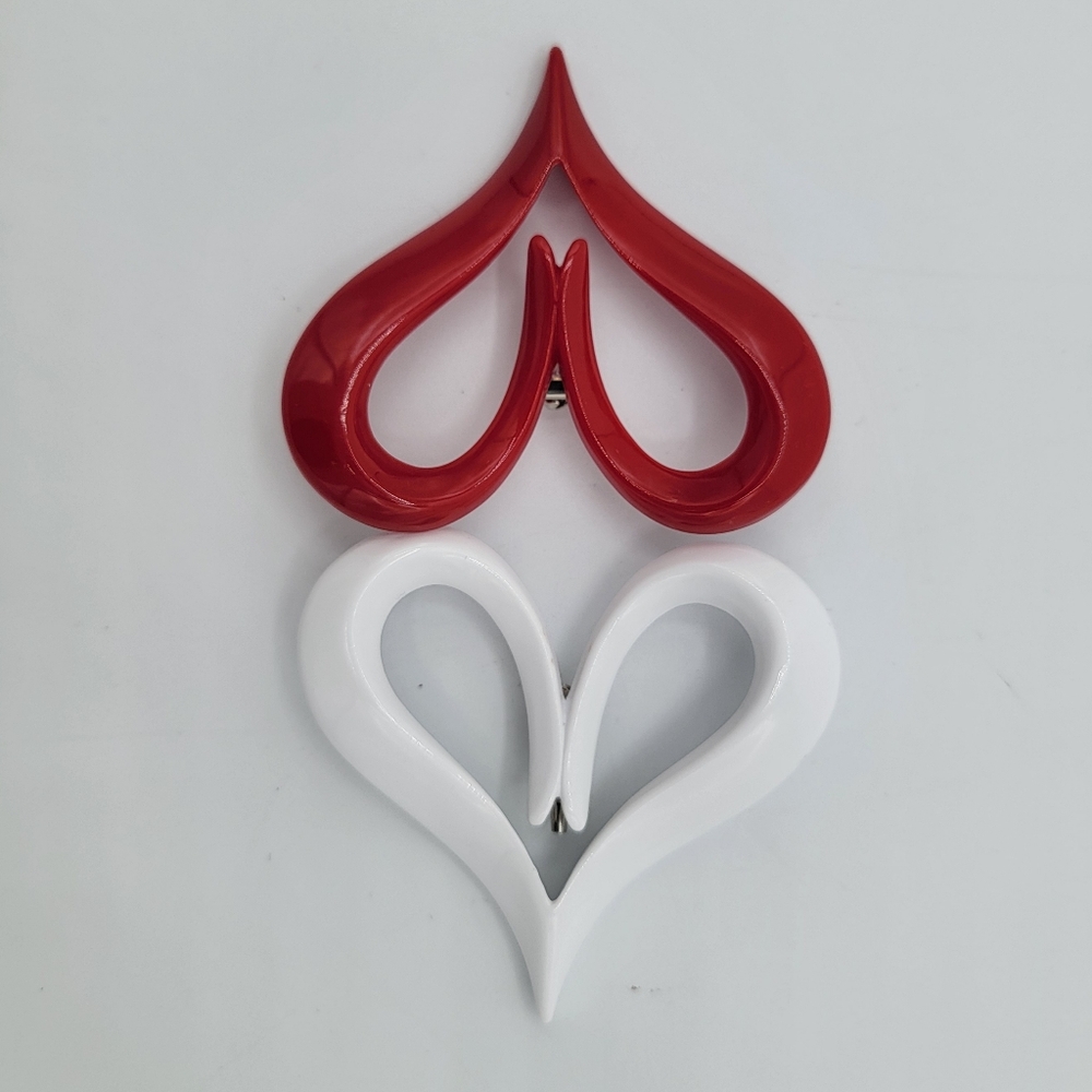 Oversize Heart Brooches Pair #2799